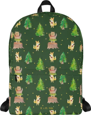 Produktbild von Mr. & Mrs. Panda Rucksack Waldtiere Aloha - Grün - Geschenk, Backpack, Outdoor-Rucksack, Igel, Bär, Lustige Sprüche, Musik, Wald, Unirucksack, Schulrucksack, Lachen
