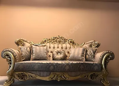 Produktbild von Chesterfield Barock Dreisitzer Couch Möbel Sofa Couchen Stoff Gold