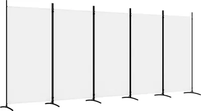 Image de vidaXL Paravent 5 pcs. blanc 433x180 cm Tissu