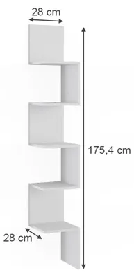 Obrázek produktu pro Rohová police Vicco Paolo Bílá 28 x 175.4 cm s 5 přihrádkami, Model 52094