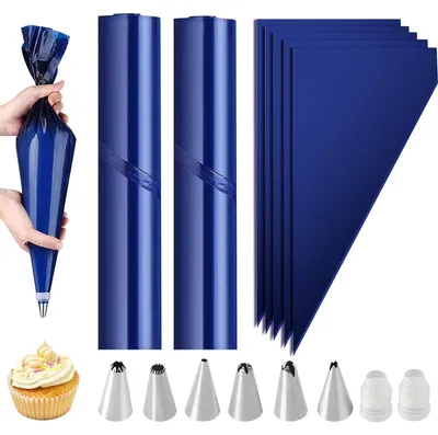 Immagine prodotto di 100 Sac à poche monouso, extra grandi, da 52 cm - Include beccucci per la decorazione di torte