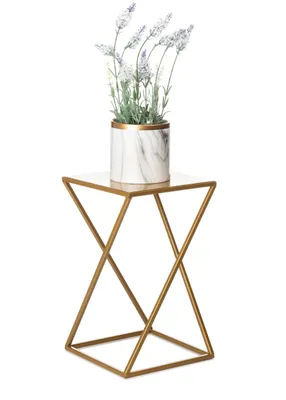 Produktbild von HowHomely Modern Pflanzenständer, Blumenhocker aus Metall Gold 40 cm Höhe - Blumenständer für das Haus