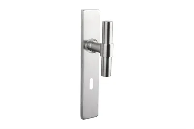 Immagine prodotto di Maniglia per porta Lavuzo Pesaro in acciaio inox con piastra rettangolare SL72 - Per set