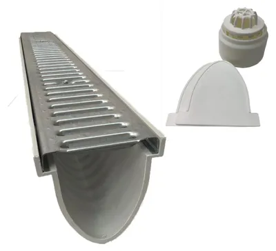 Produktbild von Xanie Entwässerungsrinne V Stegrost Klasse A 100cm + Ablaufanschluss-Set vertikal