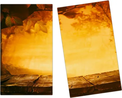 Produktbild von Spritzschutz Herdabdeckplatte Schneidebrett aus Glas Sonnenuntergang im Herbst 2-Teilig (60x52cm)