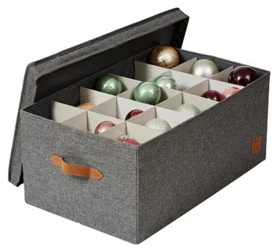 Image de Boîte de rangement pour boules de Noël Store It, capacité de 30 boules - Gris - Boîtes de rangement | Empilables | Avec couvercle