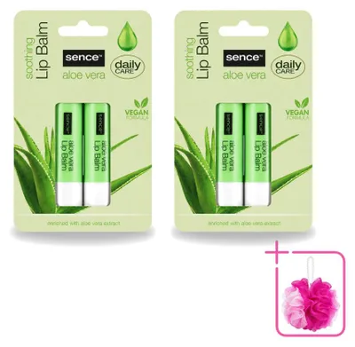 Productafbeelding van 2 x SenceBeauty Aloë Vera lippenbalsem - Verzorgend - Voordelige verpakking - 2 stuks