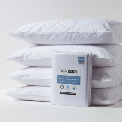 Produktbild von HOMESCAPES 4er-Set wasserdichte Kissenschoner - Frottee-Kissenhüllen 48 x 74 cm