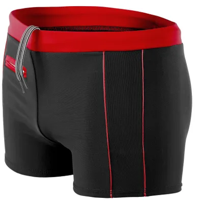 Produktbild von Aquarti Herren Badehose Kurz mit Kontrastpaspel, Farbe: 010 Schwarz / Rot, Größe: M