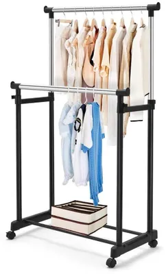 Obrázek produktu pro Omgoods - Věšák na oblečení na kolečkách, výška nastavitelná až do 138 cm