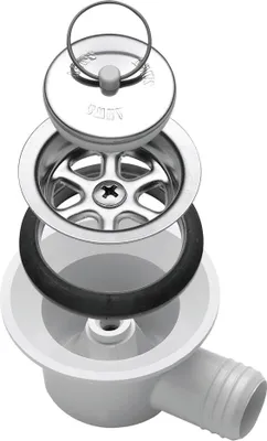 An exploded view of a Dometic Siphon SMEV 540S Ablauf gewinkelt, showing its individual components.