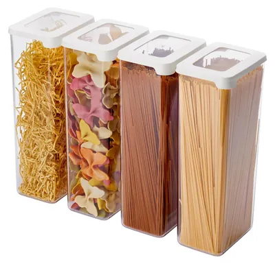 Immagine prodotto di Set di contenitori da cucina, 4 pezzi, 2,25 L, impilabili, senza BPA, lavabili in lavastoviglie, 12,5 x 9 x 28 cm