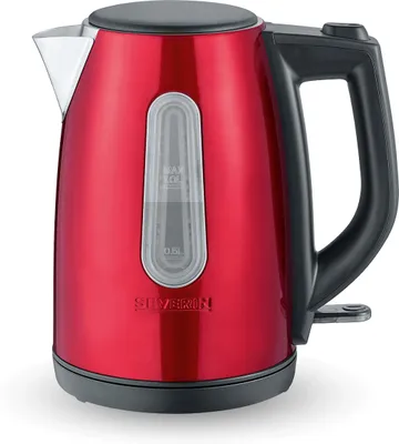 Produktbild von Wasserkocher rot SEVERIN WK 3417 1 L 2200 W Kalkfilter abwaschbar WK 3417 aus Edelstahl, metallicrotschwarz Wasserkocher Wasserkocher Mit Temperatureinstellung Wasserkocher Edelstahl Wasserkocher Glas