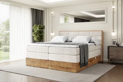 Produktbild von ALTDECOR Boxspringbett mit Matratze und Lattenrost, Topper, Polsterbett mit Bettkasten, Bett mit Stauraum H3- und H4- Matratze, Doppelbett, Springboxbett -LOLLI8 KING-140x200 - Beige Casablanca