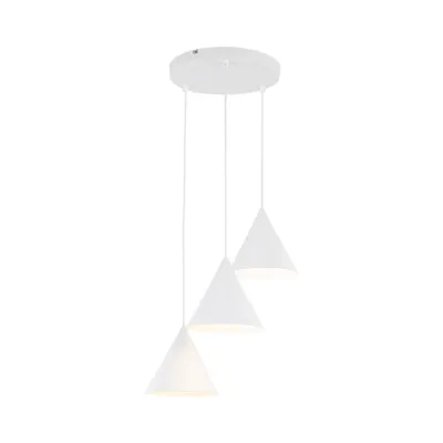 Produktbild von Hängelampe Metall E27 B: 42 cm H: max. 140 cm Weiß 3-flammig Retro Pendelleuchte
