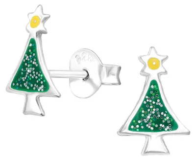 Produktbild von Ohrstecker Weihnachtsbaum: Ohrringe Weihnachten Silber 925
