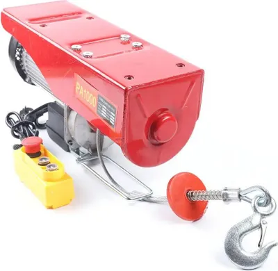 Image de Treuil électrique - Palan - 1600 W - Capacité de charge 1000 kg - Pour échafaudage, portique, atelier, garage - Rouge