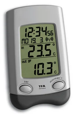 Obrázok produktu pre TFA-Dostmann Wave, Šedá, Strieborná, -10 - 60 °C, 14 - 140 °F, -40 - 60 °C, -40 - 140 °F, AA