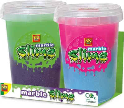 Obrázek produktu pro SES Creative Slime - Marble duopak - blauw en roze - paars en groen – Kant en klare slijm - Goed uitwasbaar - Glutenvrij, Sliz, 3 rok/roky, PVC, Modrá, Zelená, Růžová, Purpurová, 2 kusů