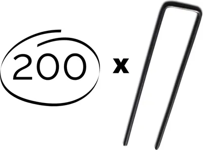 Produktbild von 200 x Bodenanker 150 mm x 30 mm Ø 3 mm Erdanker Unkrautvlies Gartenvlies Zeltanker Heringe