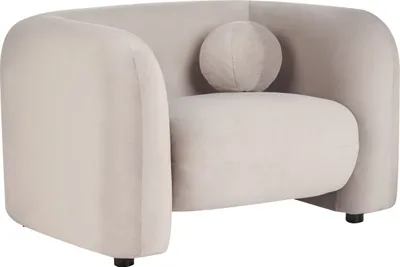 Zdjęcie produktu dla BELIANI Fotel beżowoszary welurowy w stylu glam retro z okrągłą poduchą fotel do salonu