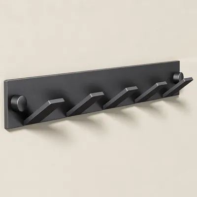 Produktbild von doporro Garderobenhaken Edelstahl, Kleiderhaken Wand mit 5 Haken, selbstklebend & ohne Bohren Matt schwarz für Jacken, Handtücher Stalo-03