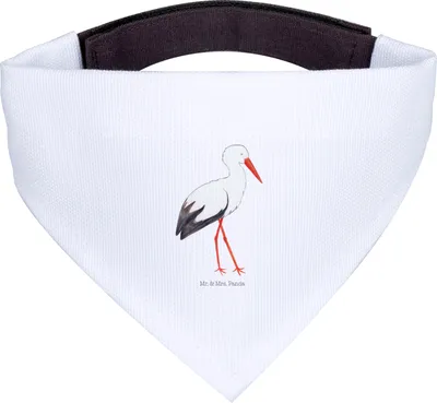 Produktbild von Mr. & Mrs. Panda Schal Hund Storch - Weiß - Geschenk, Halstuch Für Hunde, Hundehalstuch, Tuch, Schwanger, Baby, Geburt, Mutter, Babybauch, Lustige Sprüche