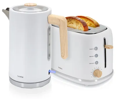 Frühstücksset: 2-Scheiben-Toaster + 1,7-l-Wasserkocher, Weiß