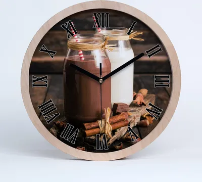 Produktbild von Holzuhr 30fi cm wanduhr - schwarze Spitzen - Cocktails in Gläsern