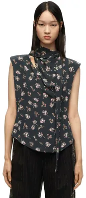 Productafbeelding van Zara damesblouse, grijs, met strikdetail aan de hals, maat S