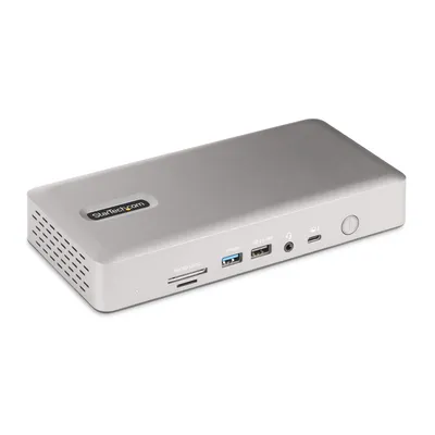 Produktbild von StarTech.com Universelle Thunderbolt 4 und USB4 Dockingstation, Quad-Display unter Windows, Dual-Display mit MacBook, HDMI DP-Dock mit 100W Ladung, Kabelgebunden, Thunderbolt 4, 98 W, 3,5 mm, 10,100,1000,2500 Mbit/s, 2.5GBASE-T, 10BASE-T, 100BASE-T, 1000BASE-T