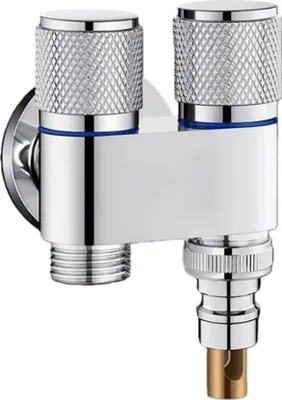 Image de INF Vanne darrêt lave-linge double sortie en acier inox 6.5cmx7.5cmx7.5cm Argent