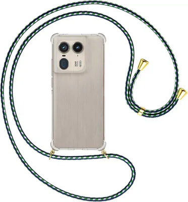 Produktbild von Handykette Backcover-Schutzhülle mit Band (Metall goldfarben) für Motorola Edge 50 Ultra 5G - grün/blau/weiß