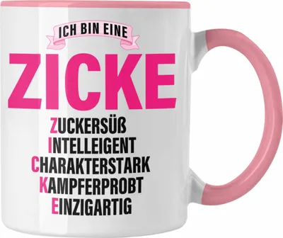 Produktbild von Trendation - Zicke Tasse Geschenk Kaffeetasse für Frauen Frau Lustig Pink (Rosa)