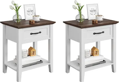 Produktbild von Nachttisch Nachtkommode Beistelltisch Nachtschrank Schlafzimmer MDF 2er Set 50x40x59 cm