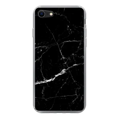 Produktbild von MuchoWow® Handyhülle Schutzhülle Hülle für iPhone SE 2020 Marmor - Schwarz - Marmoroptik - Weiß - Luxus - Stein Silikon Softcase Handy Hülle - Kartenbesitzer