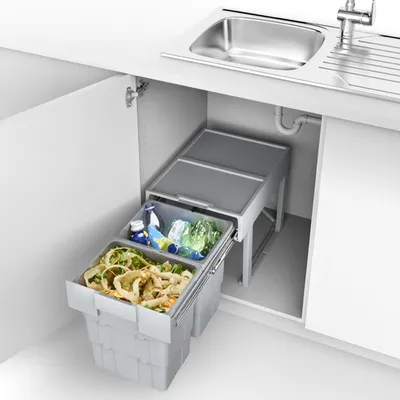 Produktbild von Abfalltrennsystem WASTEBOY 2 x 16 Liter ab 400 mm Türbreite Abfallbehälter Abfallsammler