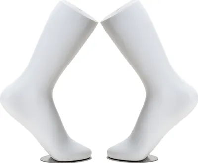 Immagine prodotto di set di 2 - piedino per calzini per la presentazione di calze da tennis e sneaker | piedino decorativo in bianco con piastra magnetica | piedino decorativo con supporto, manichino - piedino per vetrina