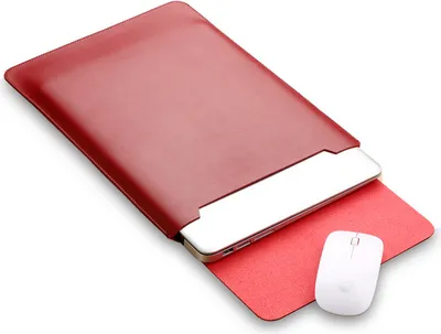 Image de Housse en cuir microfibre pour ordinateur portable Housse fine compatible avec Macbook Air et Macbook Pro & Pro Retina 13,3 pouces/Rouge