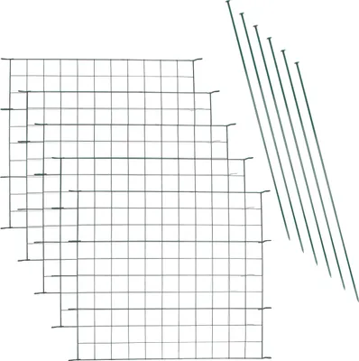 Produktbild von karpal Teichzaun Gartenzaun 11tlg Set Zaun Teich 5 Zaunelemente und 6 Befestigungsstaeben, Welpanauslauf, Metall, Gartenzaun, Freigehege, Teich, Zaun, Gitterzaun (Gerade)