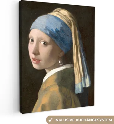 Produktbild von MuchoWow® - Leinwandbilder - Das Mädchen mit dem Perlenohrring - Gemälde von Johannes Vermeer, Wandbild, Wanddeko Bilder Wohnzimmer, 60x80 cm