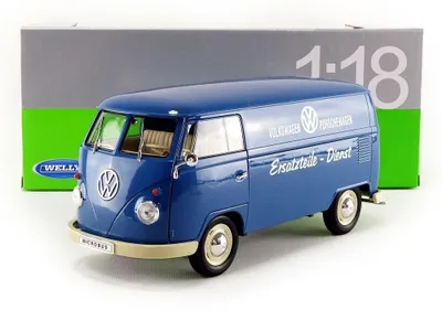 Obrázek produktu pro Volkswagen T1 Bus, "Náhradní díly pro Volkswagen Porschewagen", 1963, měřítko 1:18, výrobce Welly