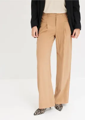 Immagine prodotto di Pantaloni palazzo da donna Bonprix con cintura confortevole - beige taglia: XXL