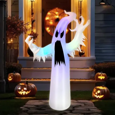 Produktbild von 2,4M Halloween Aufblasbarer Ghosts mit LED-Lichtern,Halloween Geist Inflatables Nachbildung für den Innen und Außen