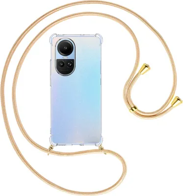 Produktbild von Handykette Backcover-Schutzhülle mit Band (Metall goldfarben) für Oppo Reno10 5G, Reno10 Pro 5G (6.7'') - Goldkordel