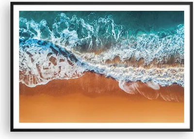 Produktbild von Gerahmtes Poster - Schwarzer Rahmen - Sand Wasser Strand - 100x70 cm - Wand Bild - Wanddeko - Wandbilder - Kunstposter - Wandposter - Bilderrahmen - Bilder - Kunstdruck - P2BAA100x70-5021