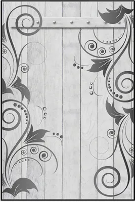 Produktbild von Wallario Wandbild Graue Holztür mit Schnörkelmuster, Größe: 61 x 91,50 cm, Poster mit schwarzem Aluminiumrahmen