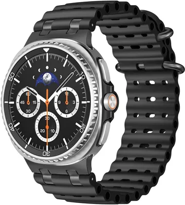 Produktbild von Stravo Silikonarmband mit Doppelschließe – Für Samsung Galaxy Watch 9 8 40mm 44mm & Watch 8 Classic 46mm – Robust, komfortabel – Schwarz/Schwarz