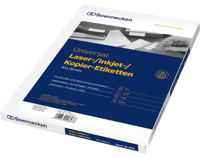 Zdjęcie produktu dla Soennecken 5759, Biały, Prostokąt, Na stałe, Papier, Laser/Atrament, 24 szt.