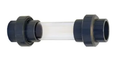 Produktbild von 50 mm PVC Rohr Schauglas mit Verschraubung-Klebemuffe
